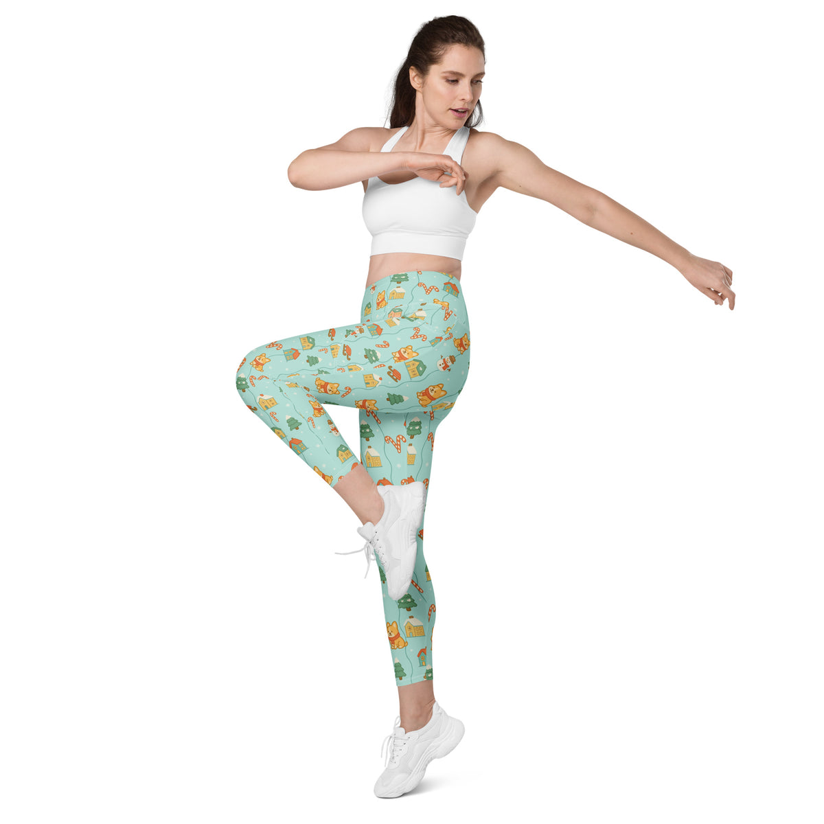 Women’s Christmas Corgi Dog Yoga Leggings With Pockets – High-Waisted, Soft Compression Active Pants
