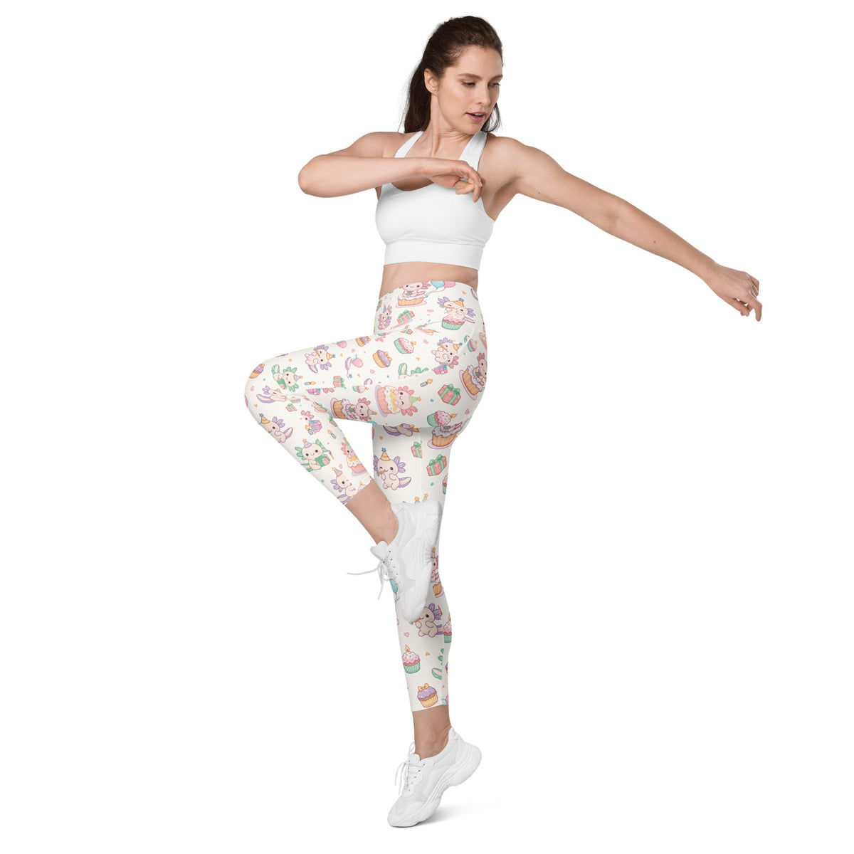 Women’s Axolotl Birthday Yoga Leggings With Pockets – High-Waisted, Soft Compression Active Pants