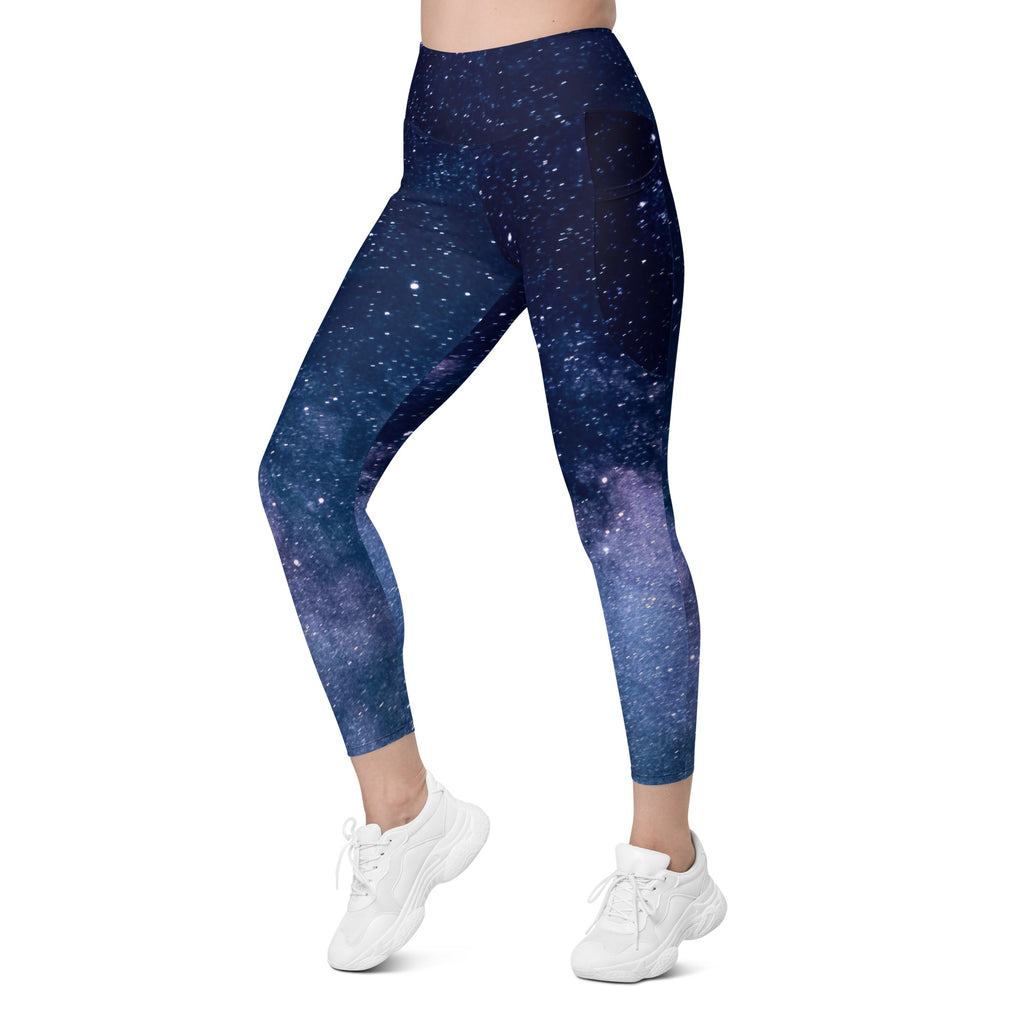 Women’s Realistic Galaxy Yoga Leggings With Pockets – High-Waisted, Soft Compression Active Pants