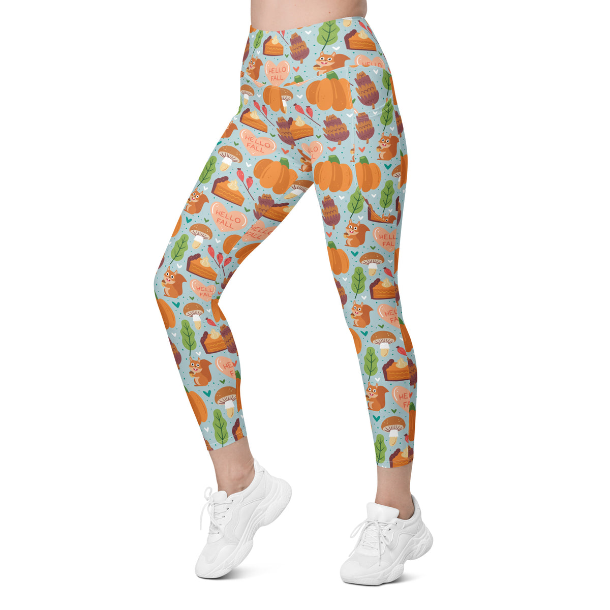 Women’s Fall Squirrel Yoga Leggings With Pockets – High-Waisted, Soft Compression Active Pants
