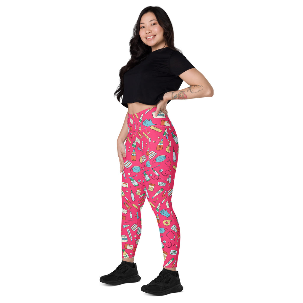 Women’s Nurse Themed Yoga Leggings With Pockets – High-Waisted, Soft Compression Active Pants