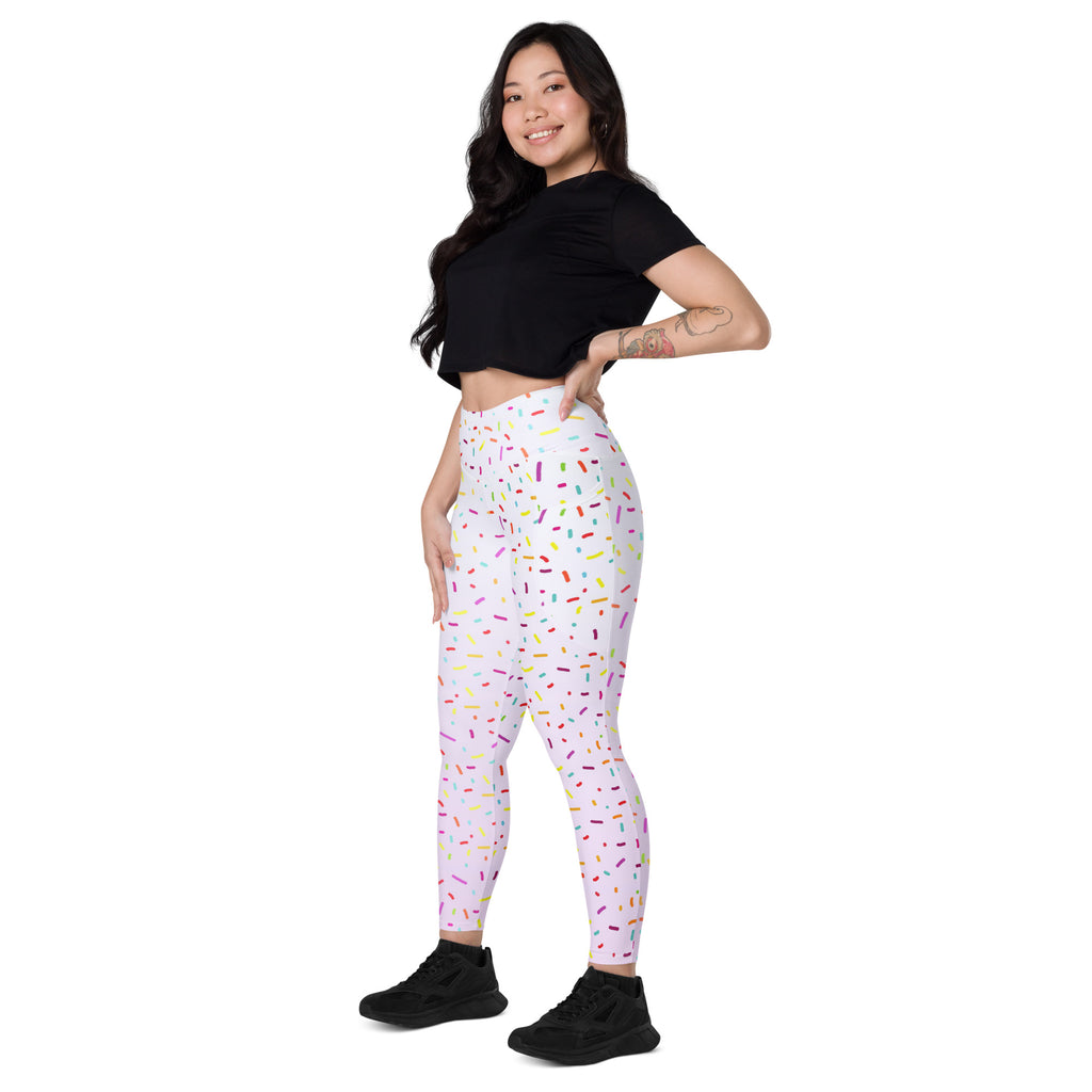 Women’s Colorful Sprinkles Yoga Leggings With Pockets – High-Waisted, Soft Compression Active Pants
