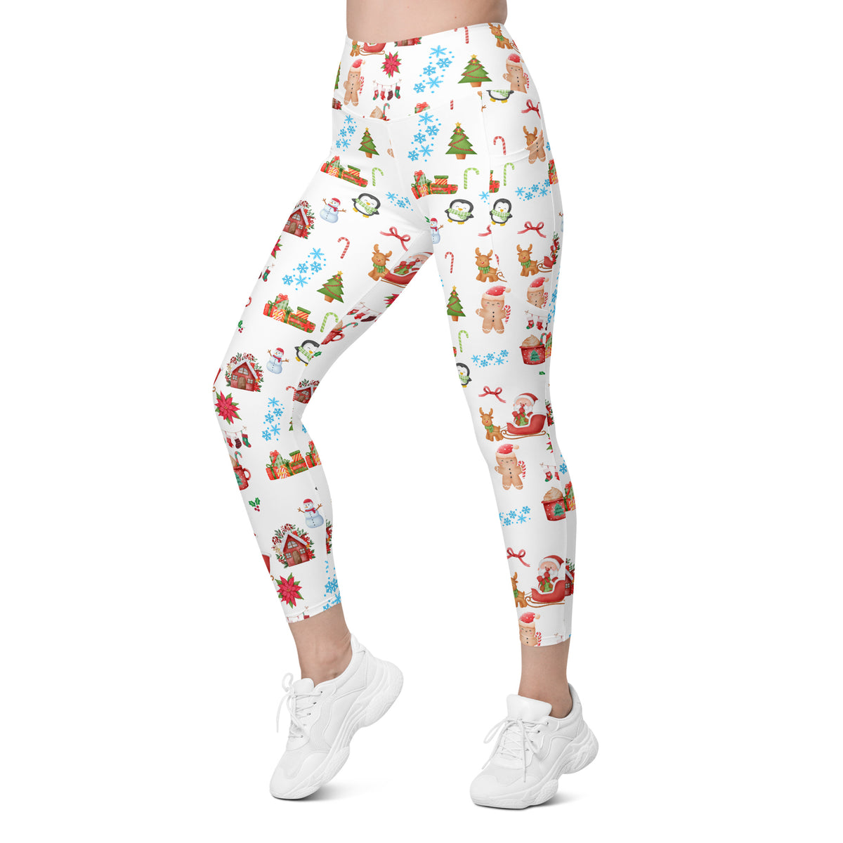 Women’s Christmas Themed Yoga Leggings With Pockets – High-Waisted, Soft Compression Active Pants