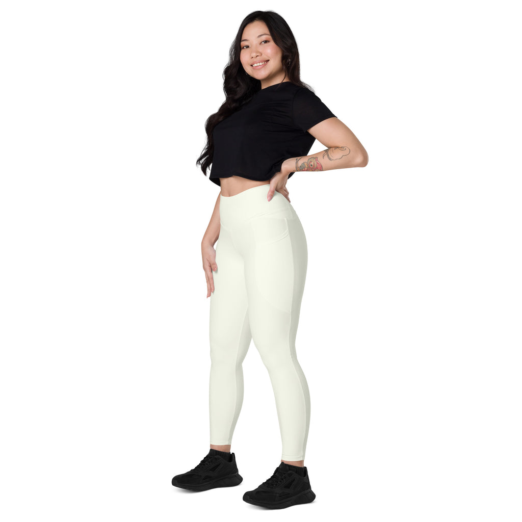 Women’s Ivory Yoga Leggings With Pockets – High-Waisted, Soft Compression Active Pants