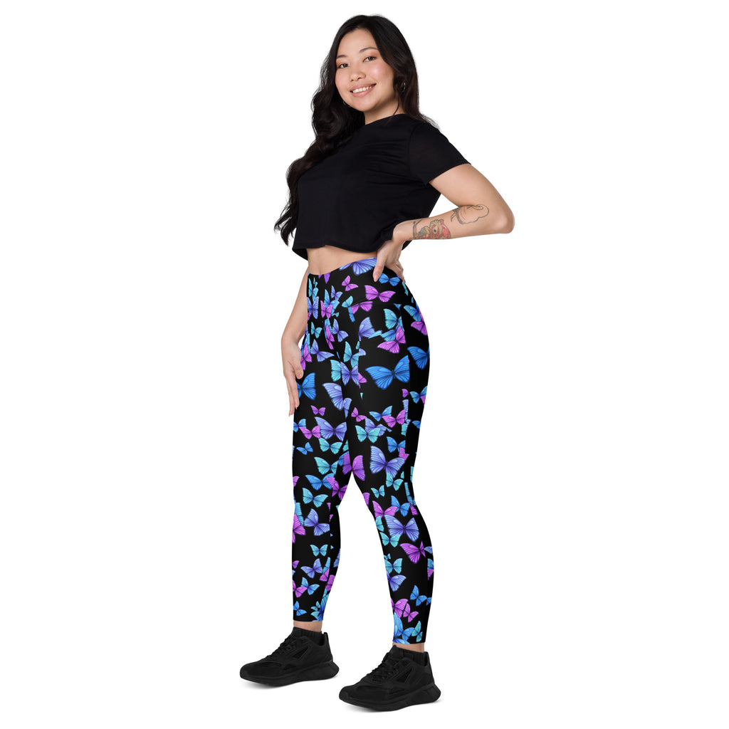 Women’s Vibrant Butterfly Leggings With Pockets – High-Waisted, Soft Compression Active Pants