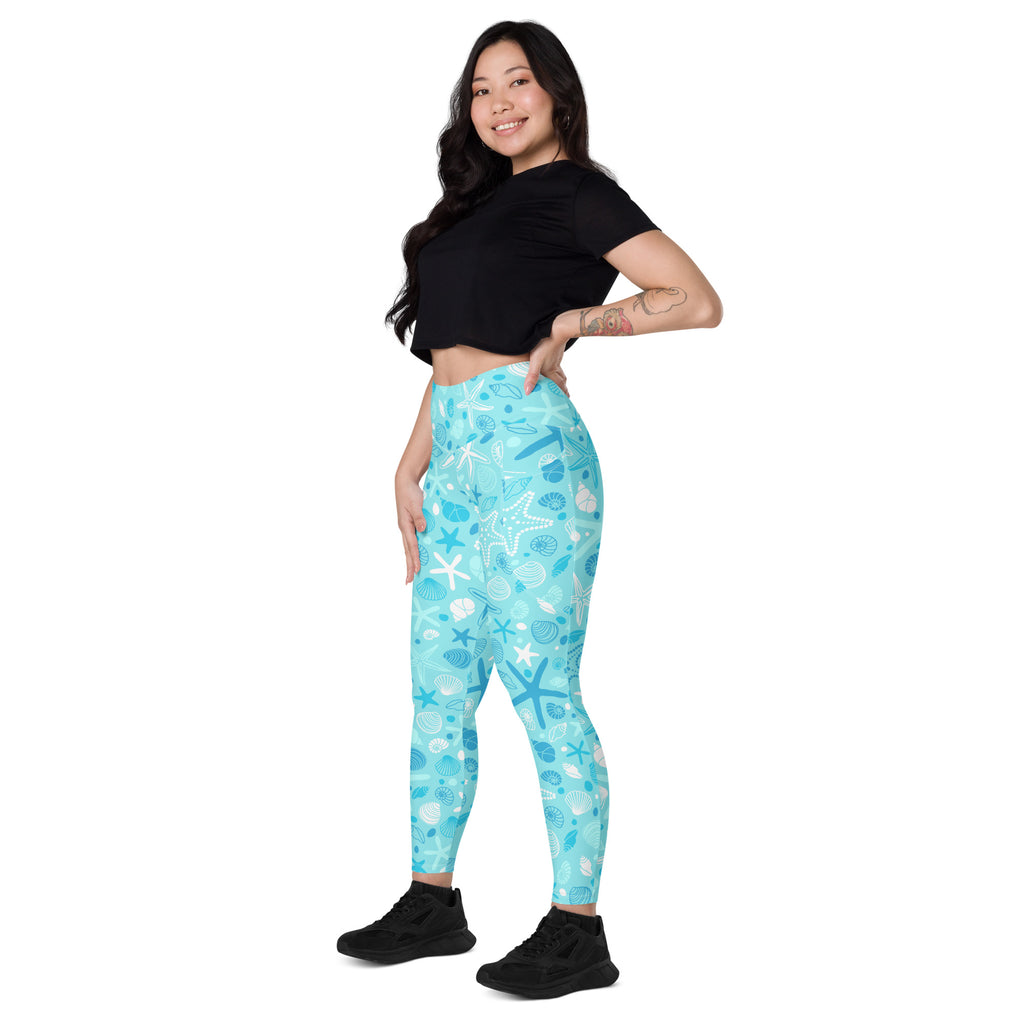 Women’s Starfish & Shells Leggings With Pockets – High-Waisted, Soft Compression Active Pants