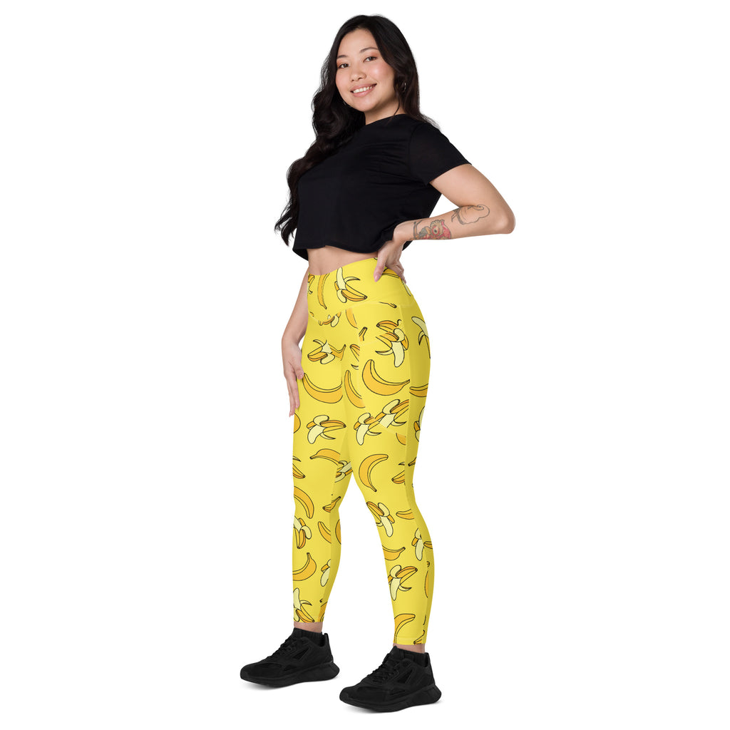 Women’s Yellow Banana Leggings With Pockets – High-Waisted, Soft Compression Active Pants