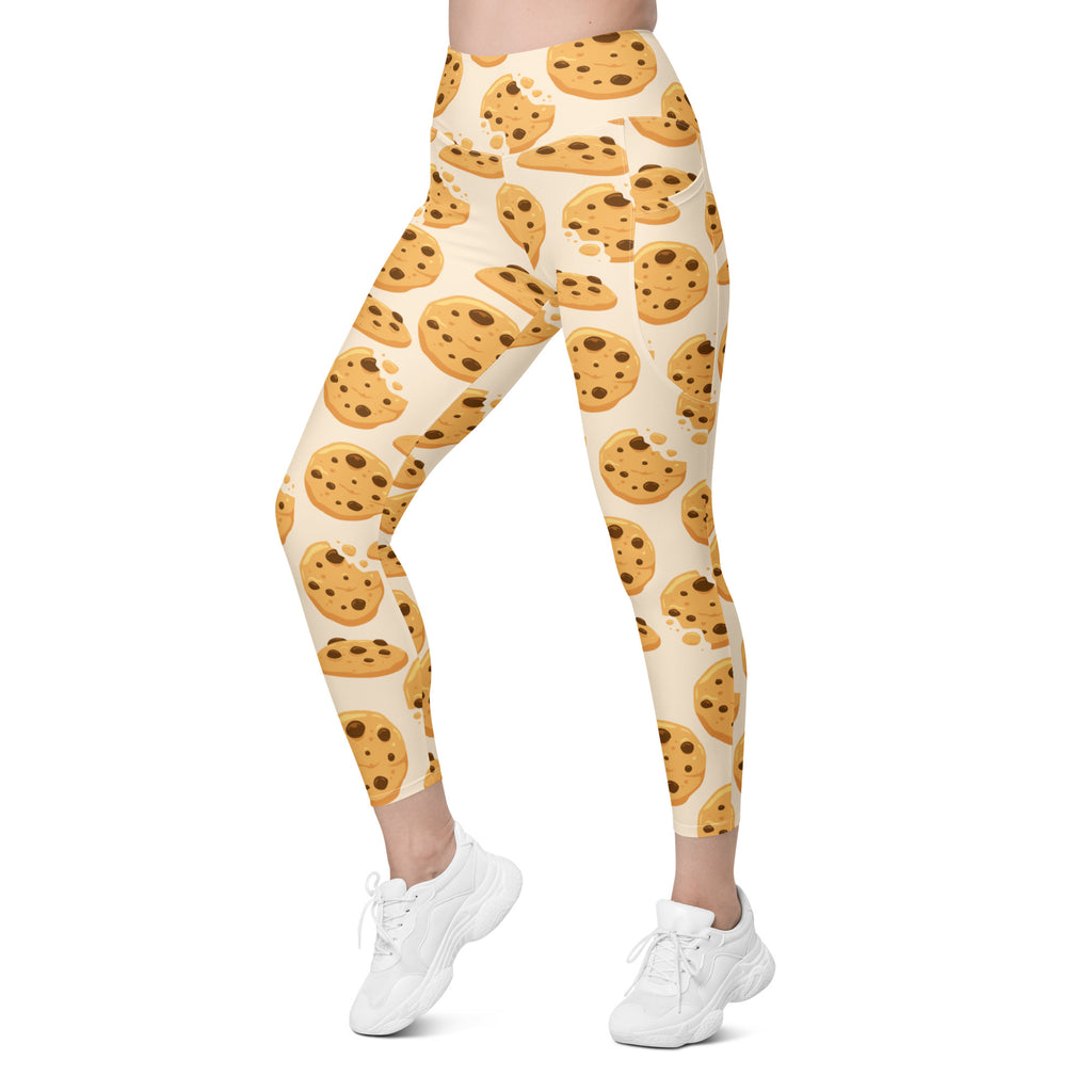 Women’s Chocolate Chip Cookie Leggings With Pockets – High-Waisted, Soft Compression Active Pants