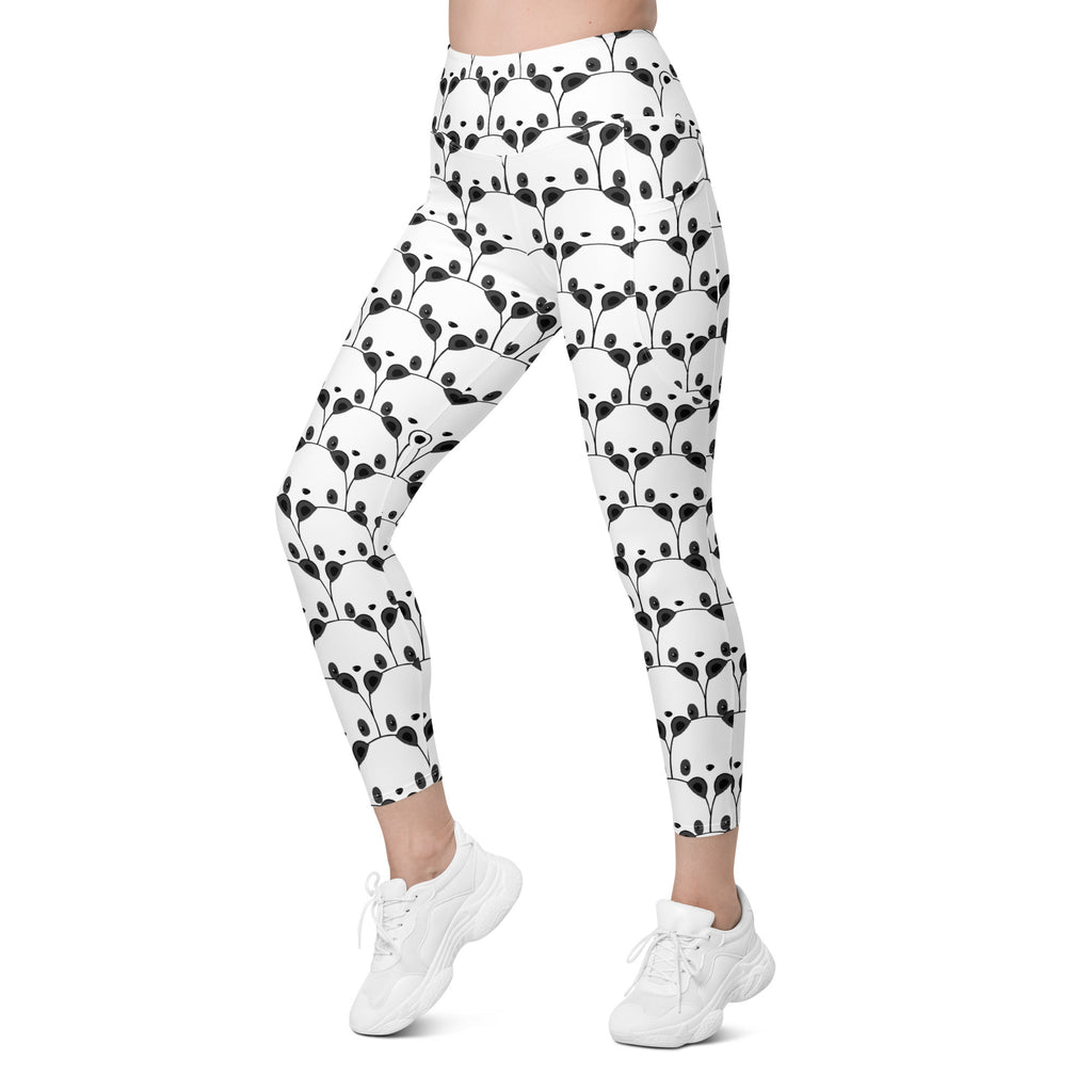 Women’s Panda Print Yoga Leggings With Pockets – High-Waisted, Soft Compression Active Pants