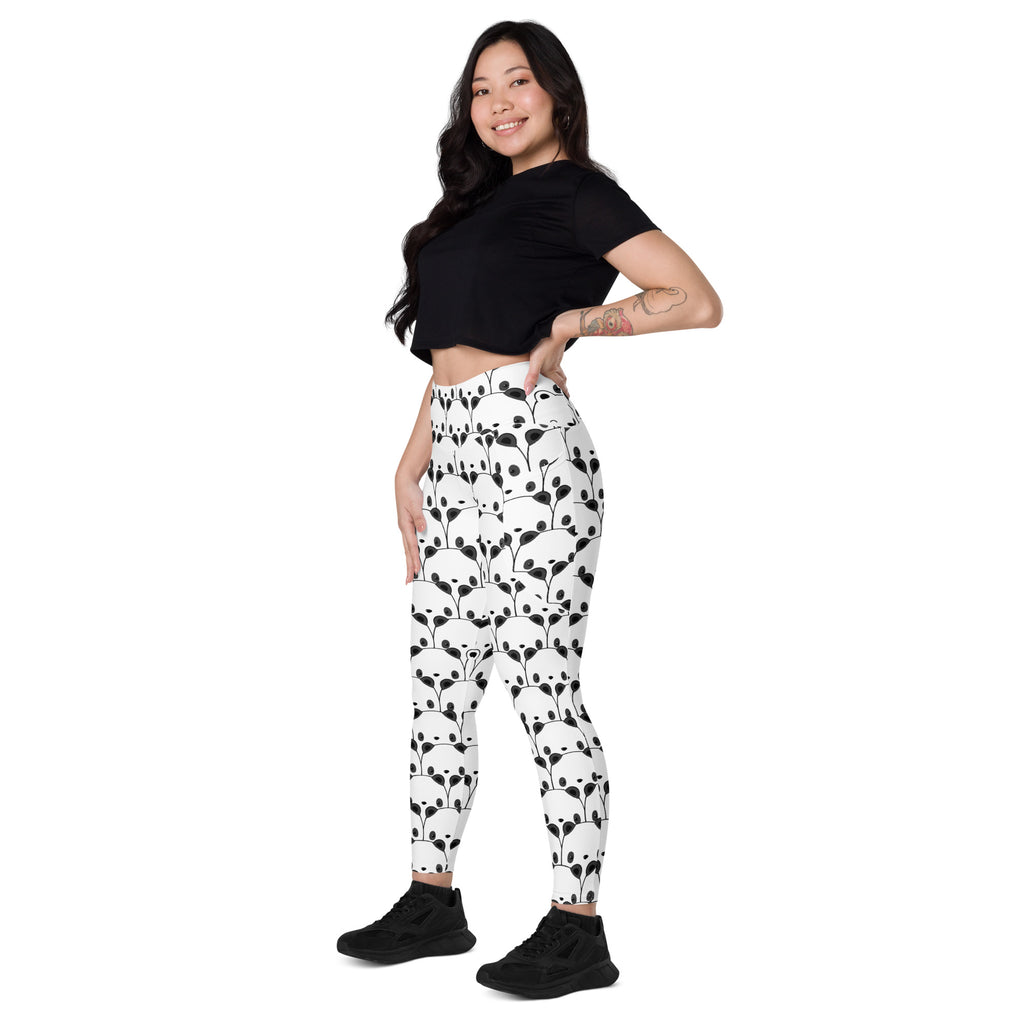 Women’s Panda Print Yoga Leggings With Pockets – High-Waisted, Soft Compression Active Pants