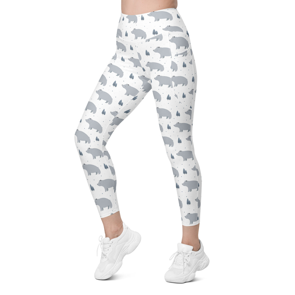 Women’s Polar Bear Yoga Leggings With Pockets – High-Waisted, Soft Compression Active Pants