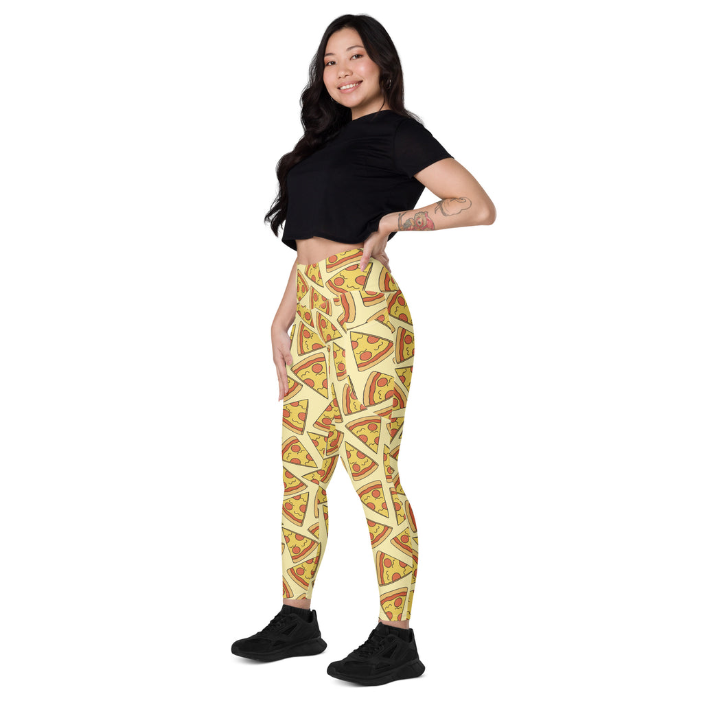 Women’s Pizza Slice Yoga Leggings With Pockets – High-Waisted, Soft Compression Active Pants
