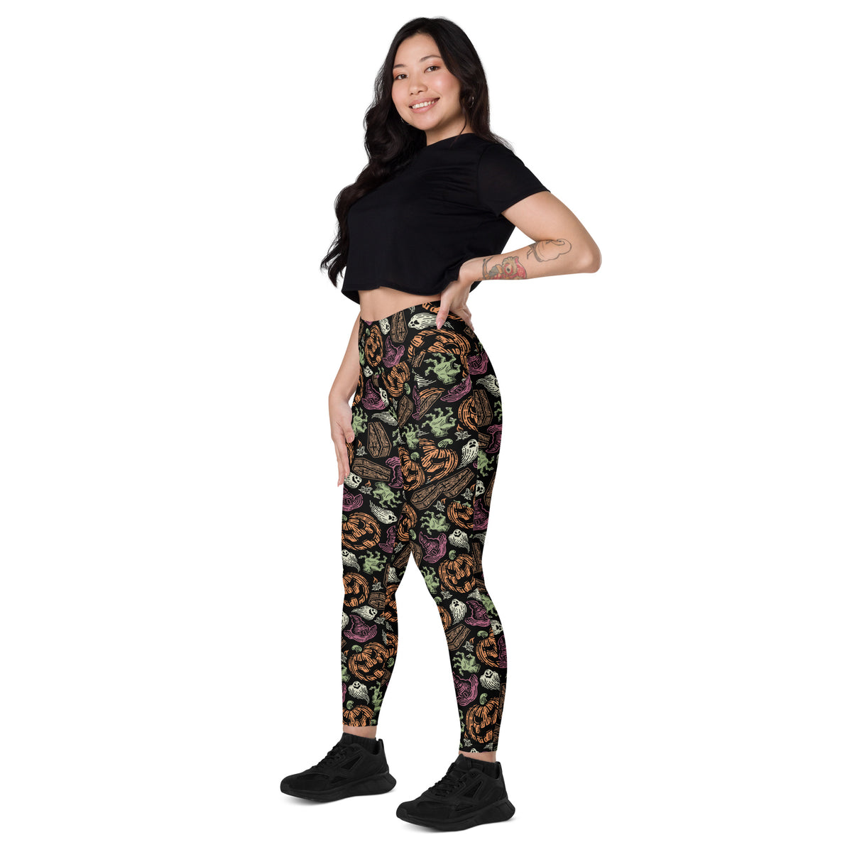 Women’s Spooky Halloween Yoga Leggings With Pockets – High-Waisted, Soft Compression Active Pants