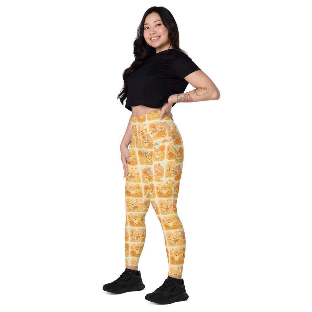 Women’s Fall Corgi Yoga Leggings With Pockets – High-Waisted, Soft Compression Active Pants