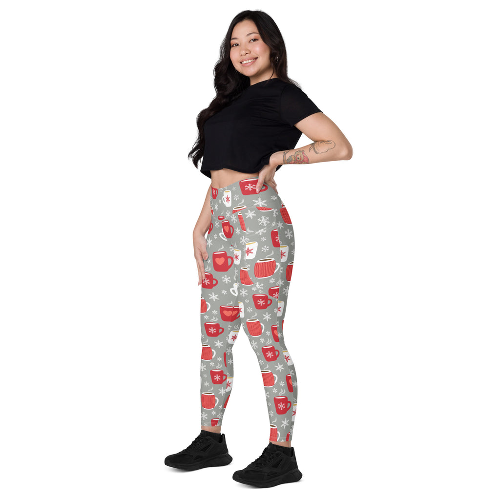 Women’s Hot Cocoa Christmas Yoga Leggings With Pockets – High-Waisted, Soft Compression Active Pants