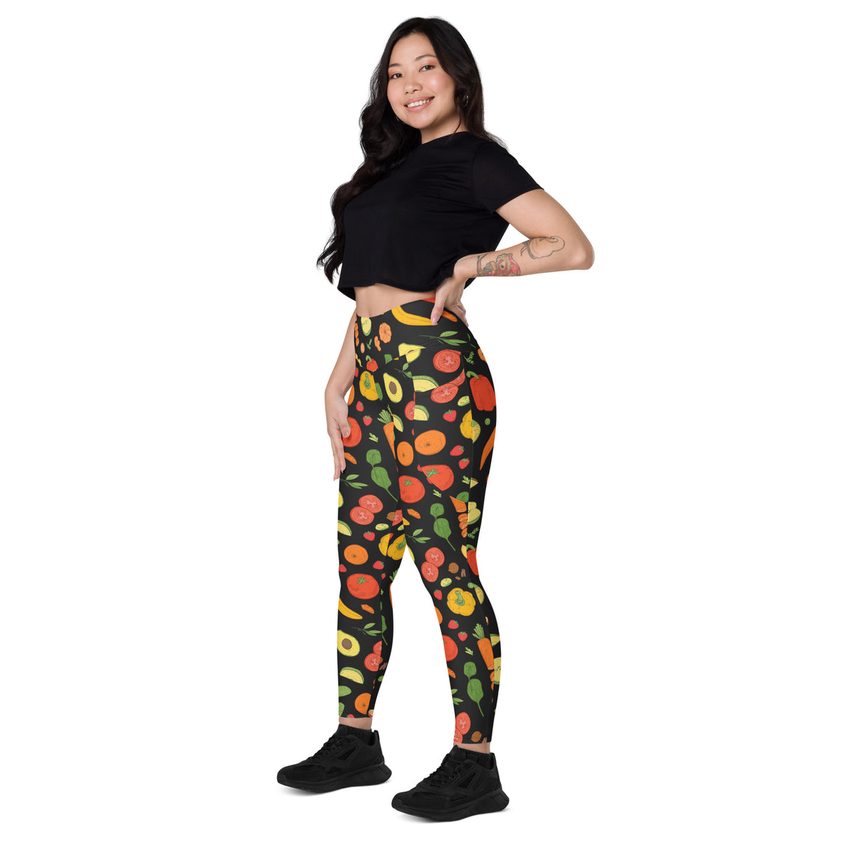 Women’s Fruit & Vegetable Yoga Leggings With Pockets – High-Waisted, Soft Compression Active Pants