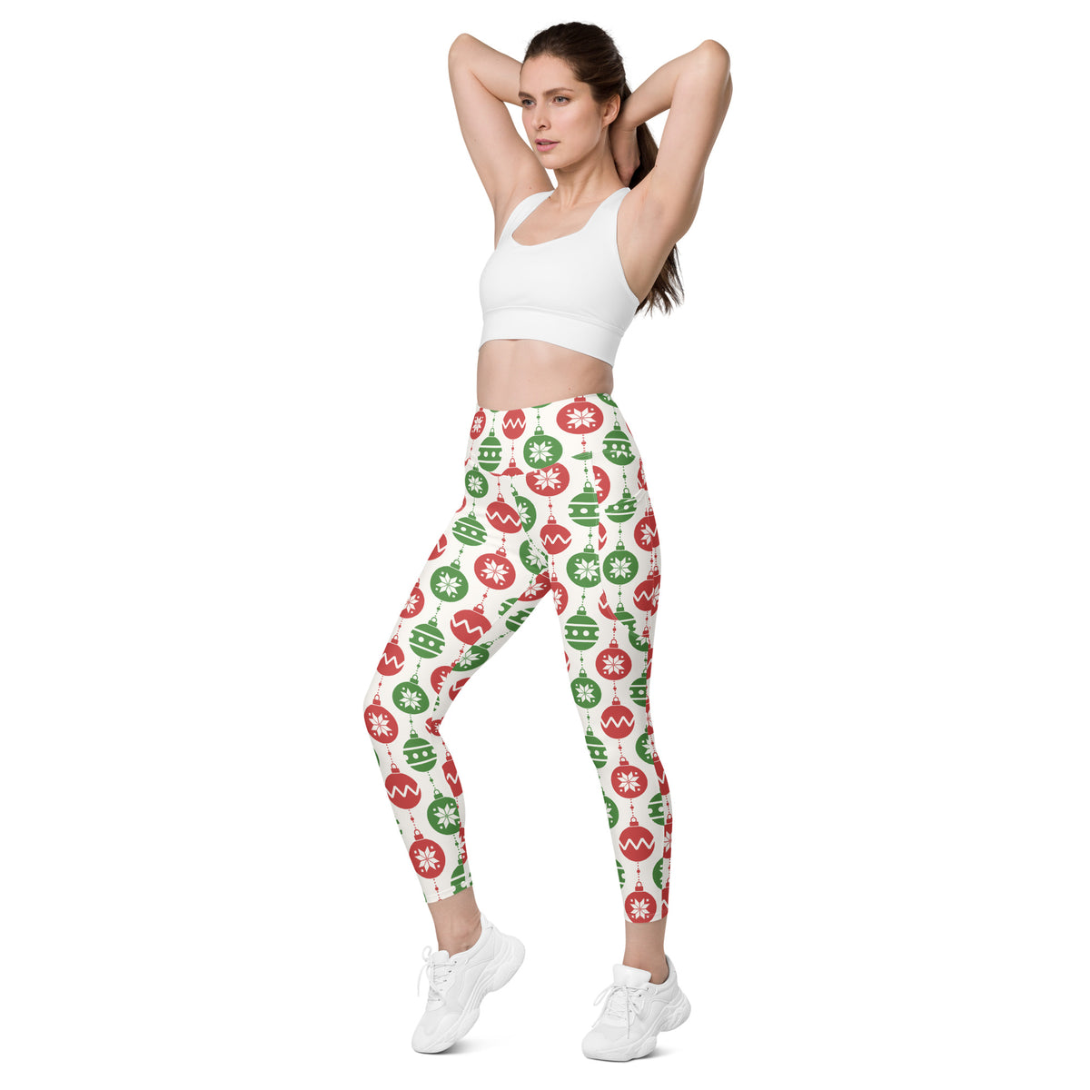 Women’s Christmas Ornament Yoga Leggings With Pockets – High-Waisted, Soft Compression Active Pants