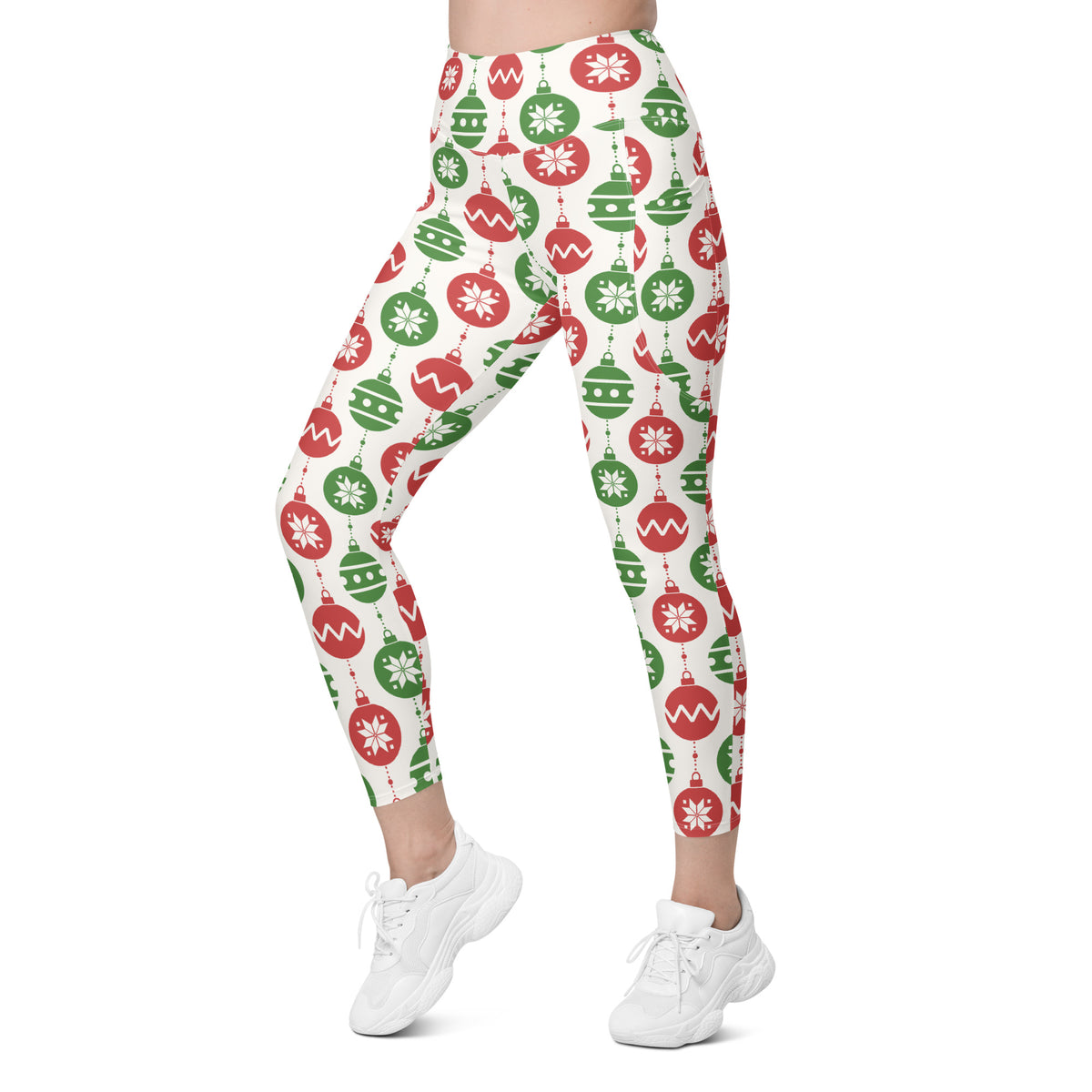 Women’s Christmas Ornament Yoga Leggings With Pockets – High-Waisted, Soft Compression Active Pants