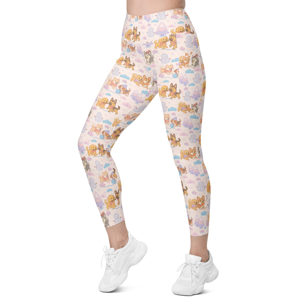 Women’s Winter Dogs Yoga Leggings With Pockets – High-Waisted, Soft Compression Active Pants