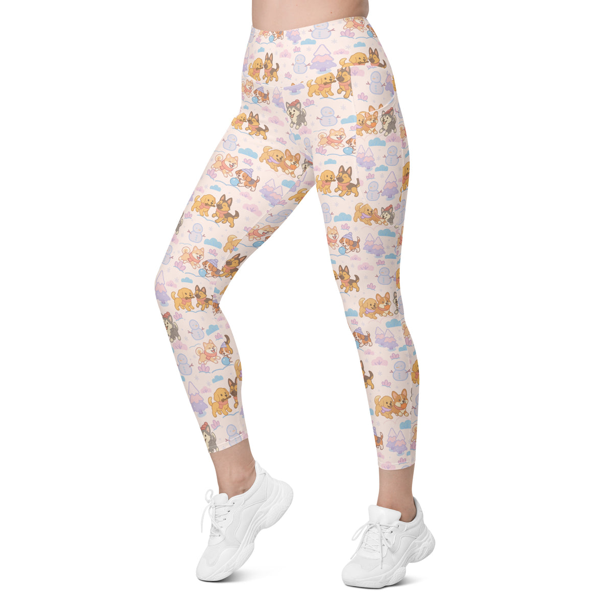 Women’s Winter Dogs Yoga Leggings With Pockets – High-Waisted, Soft Compression Active Pants