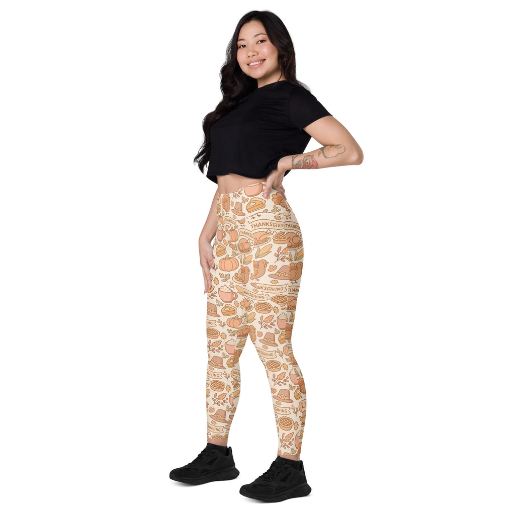 Women’s Thanksgiving Turkey Yoga Leggings With Pockets – High-Waisted, Soft Compression Active Pants
