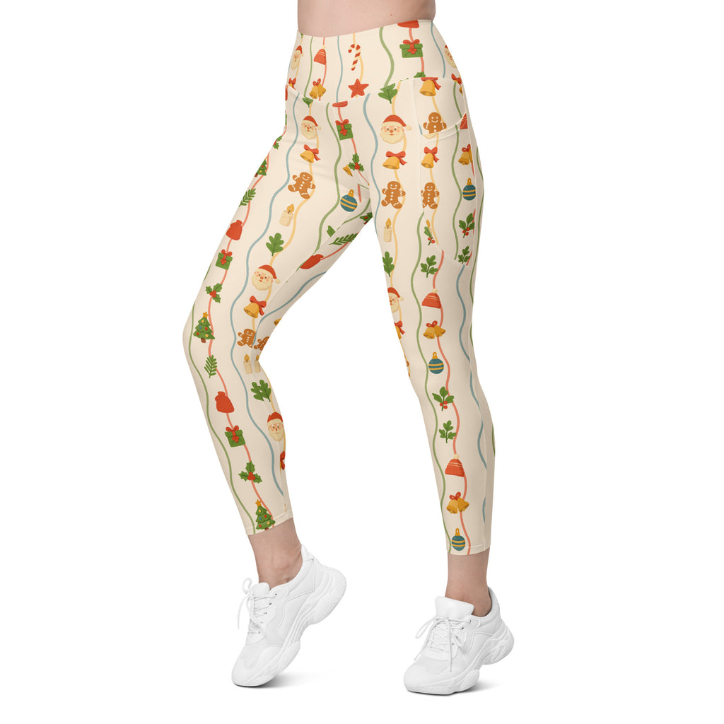Women’s Christmas Icons Yoga Leggings With Pockets – High-Waisted, Soft Compression Active Pants