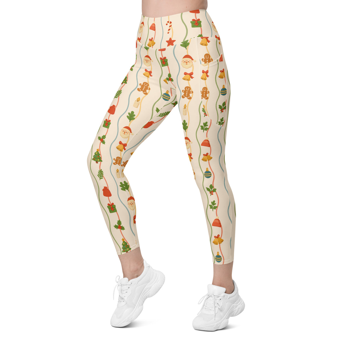 Women’s Christmas Icons Yoga Leggings With Pockets – High-Waisted, Soft Compression Active Pants