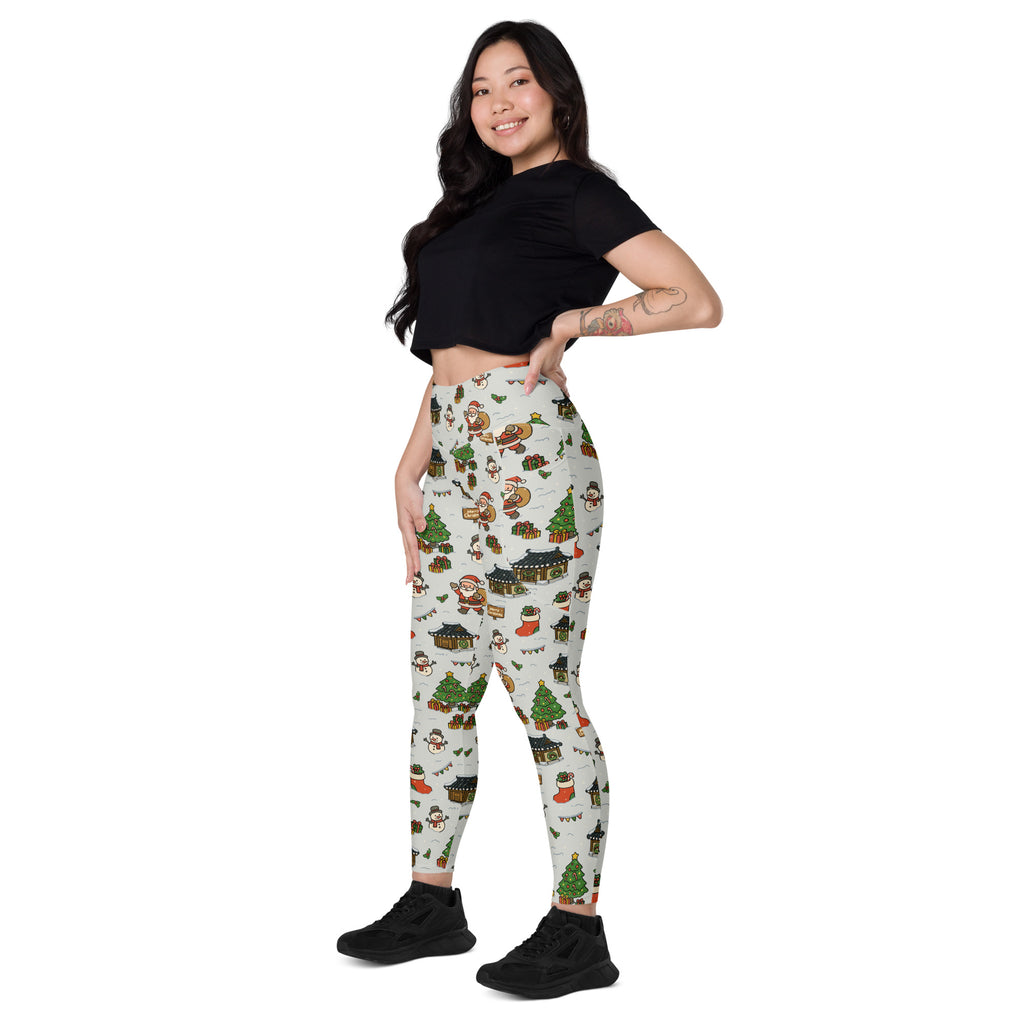 Women’s Christmas Village Yoga Leggings With Pockets – High-Waisted, Soft Compression Active Pants