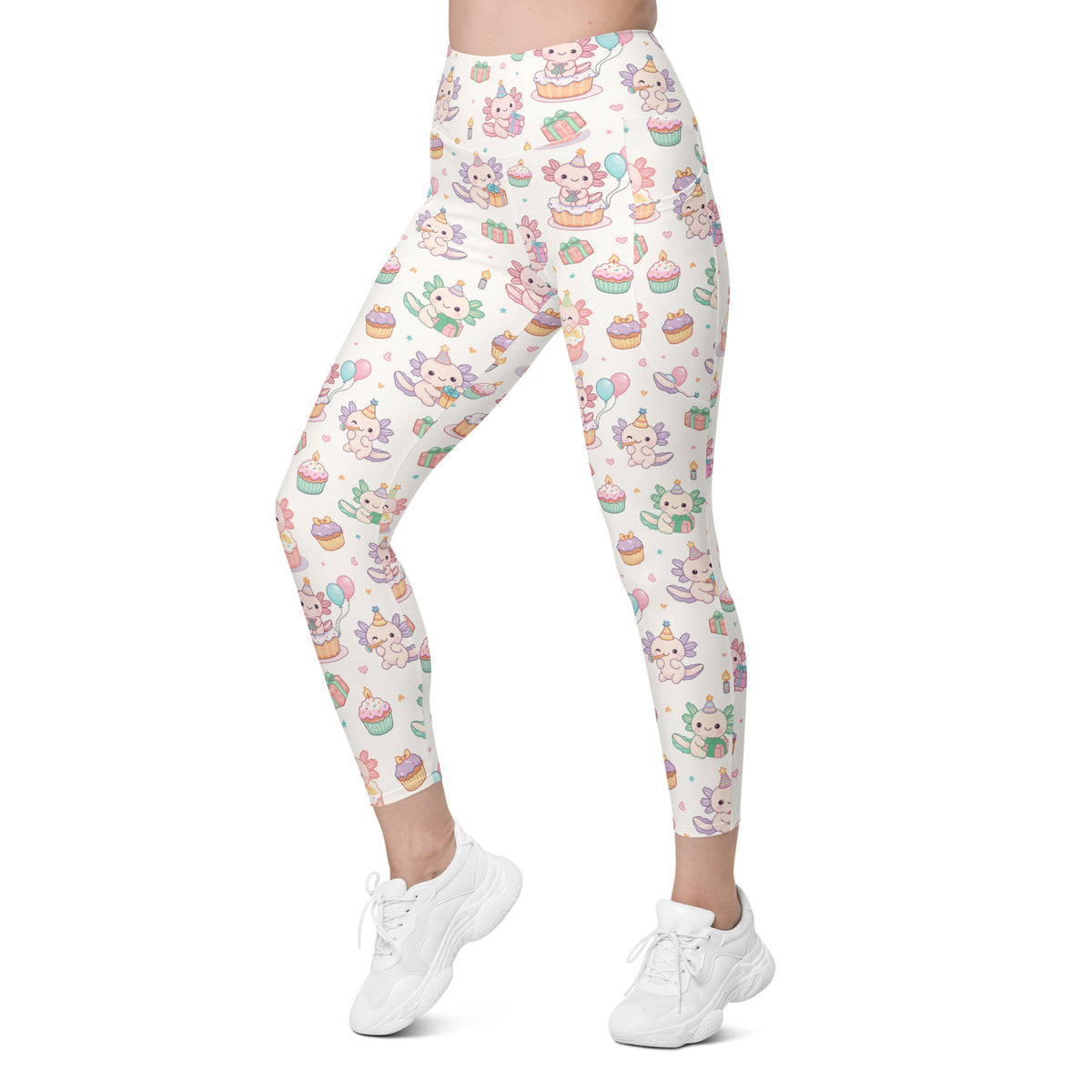 Women’s Axolotl Birthday Yoga Leggings With Pockets – High-Waisted, Soft Compression Active Pants