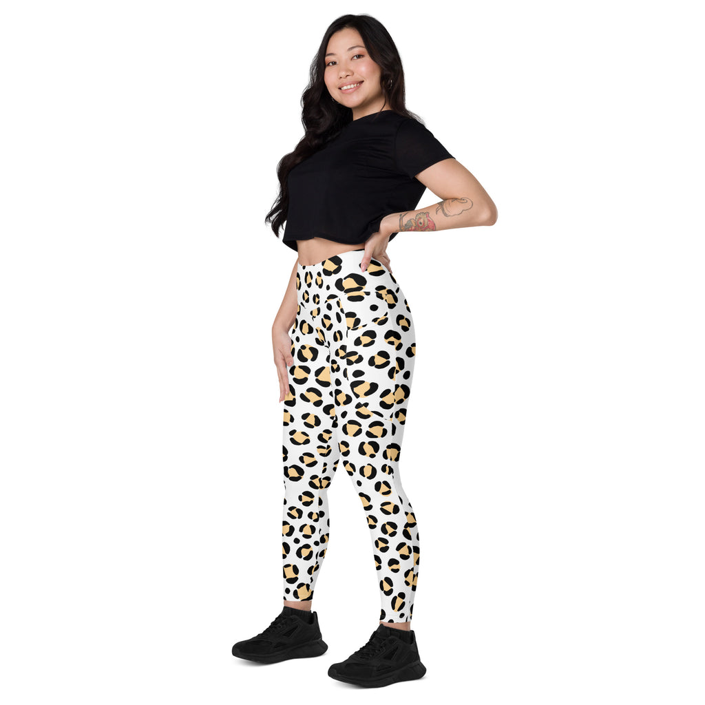 Women’s Yellow Leopard Print Yoga Leggings With Pockets – High-Waisted, Soft Compression Active Pants