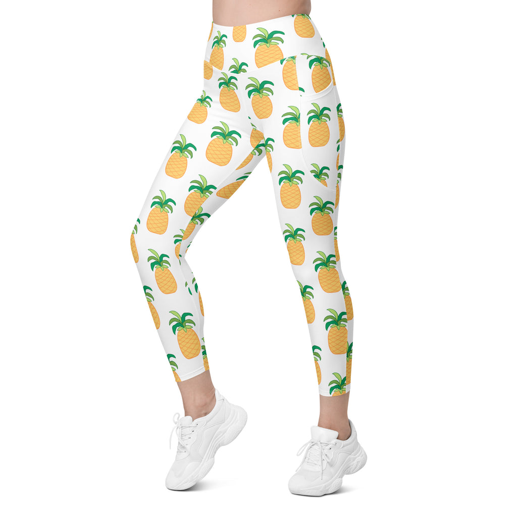 Women’s Pineapple Yoga Leggings With Pockets – High-Waisted, Soft Compression Active Pants