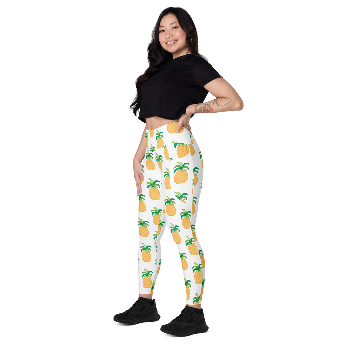 Women’s Pineapple Yoga Leggings With Pockets – High-Waisted, Soft Compression Active Pants