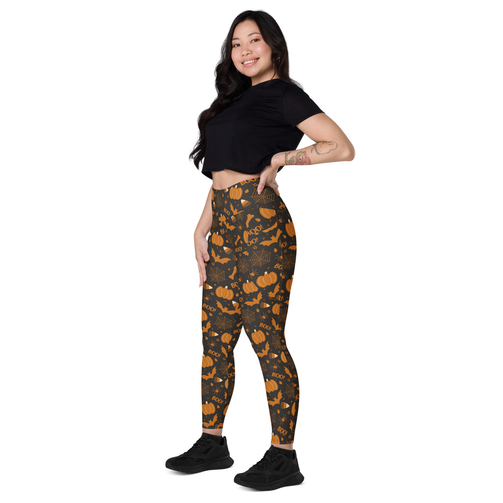 Women’s Halloween Pumpkin Yoga Leggings With Pockets – High-Waisted, Soft Compression Active Pants