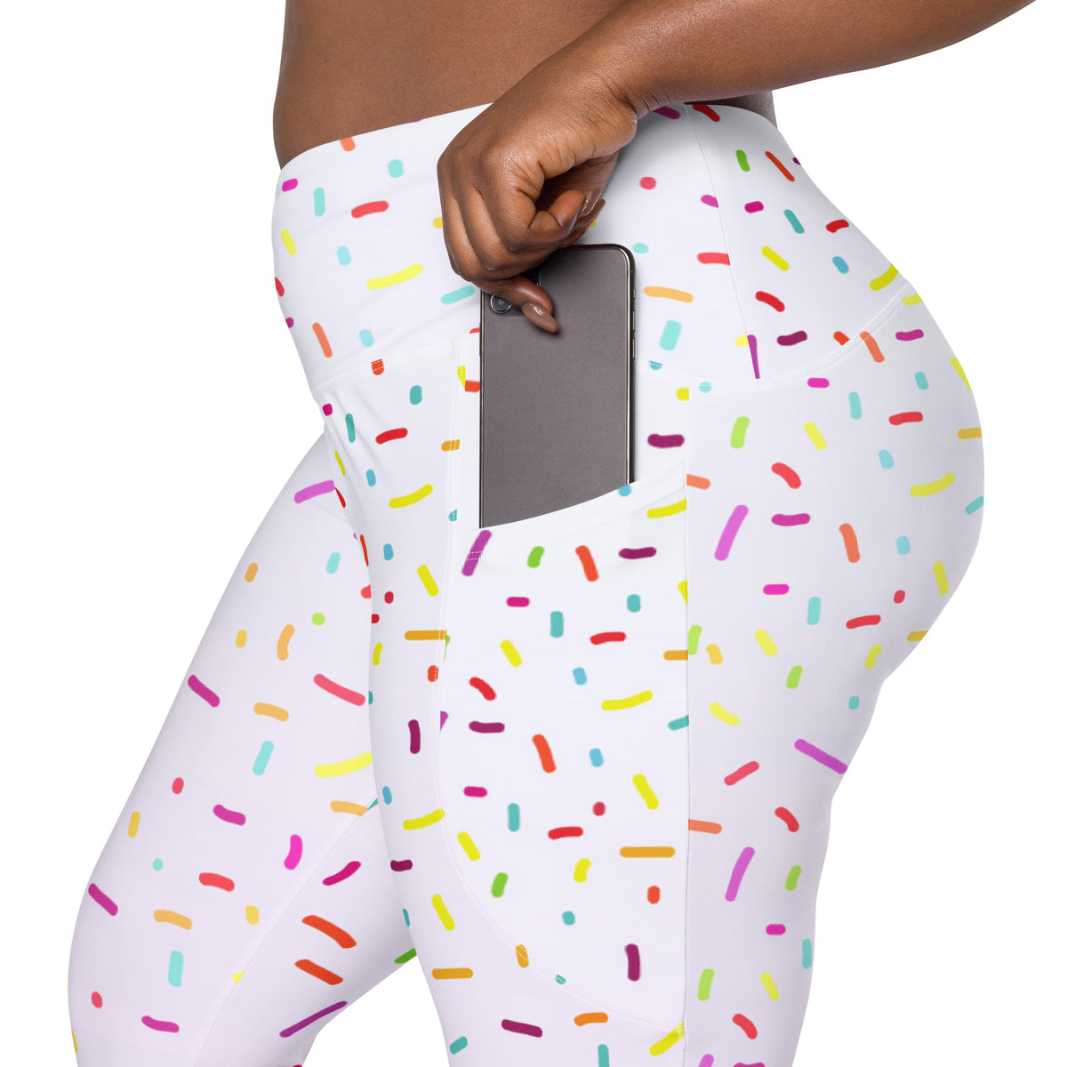 Women’s Colorful Sprinkles Yoga Leggings With Pockets – High-Waisted, Soft Compression Active Pants