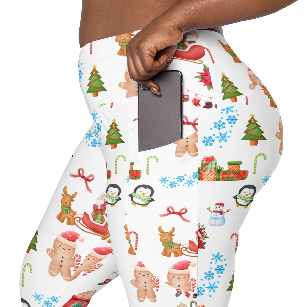 Women’s Christmas Themed Yoga Leggings With Pockets – High-Waisted, Soft Compression Active Pants