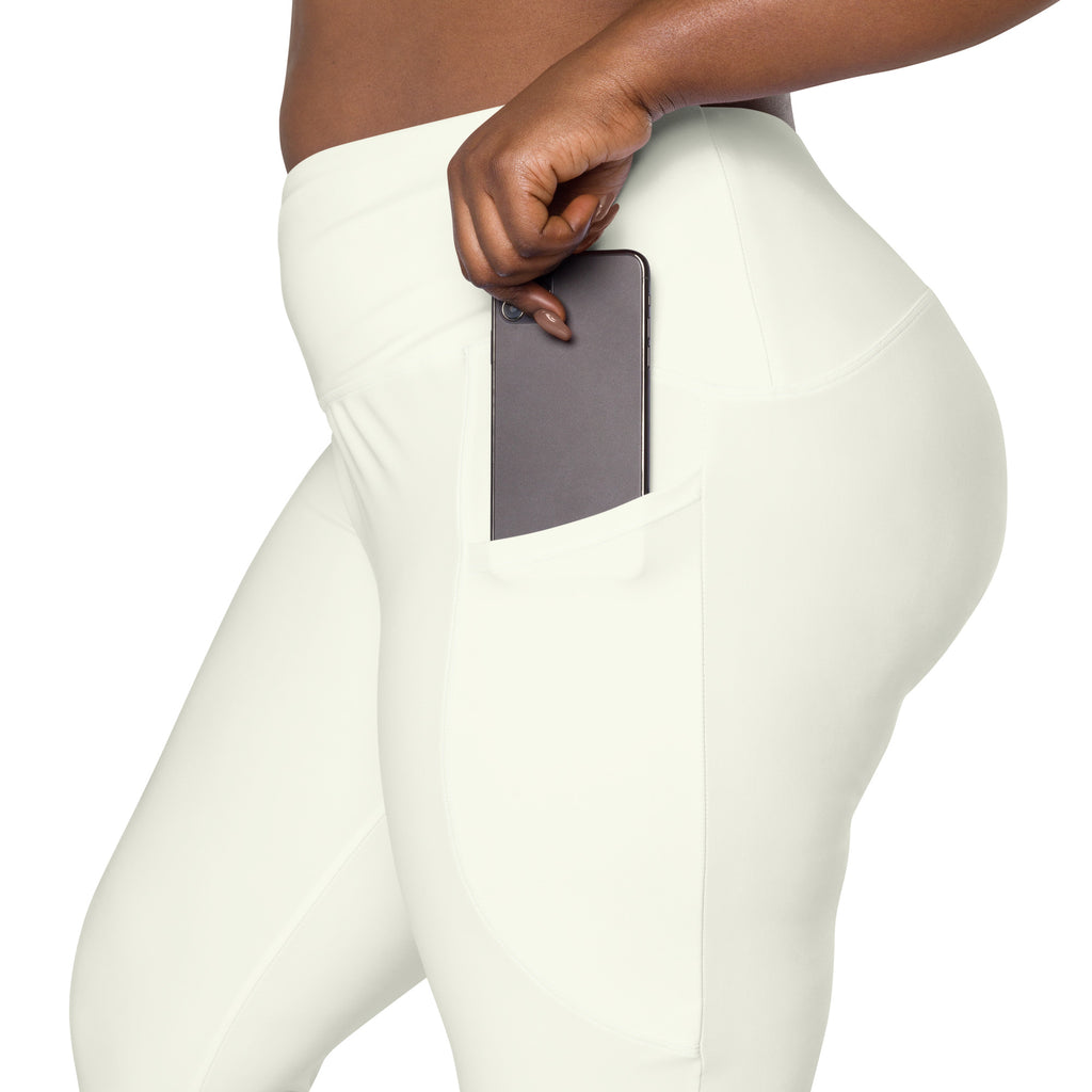 Women’s Ivory Yoga Leggings With Pockets – High-Waisted, Soft Compression Active Pants