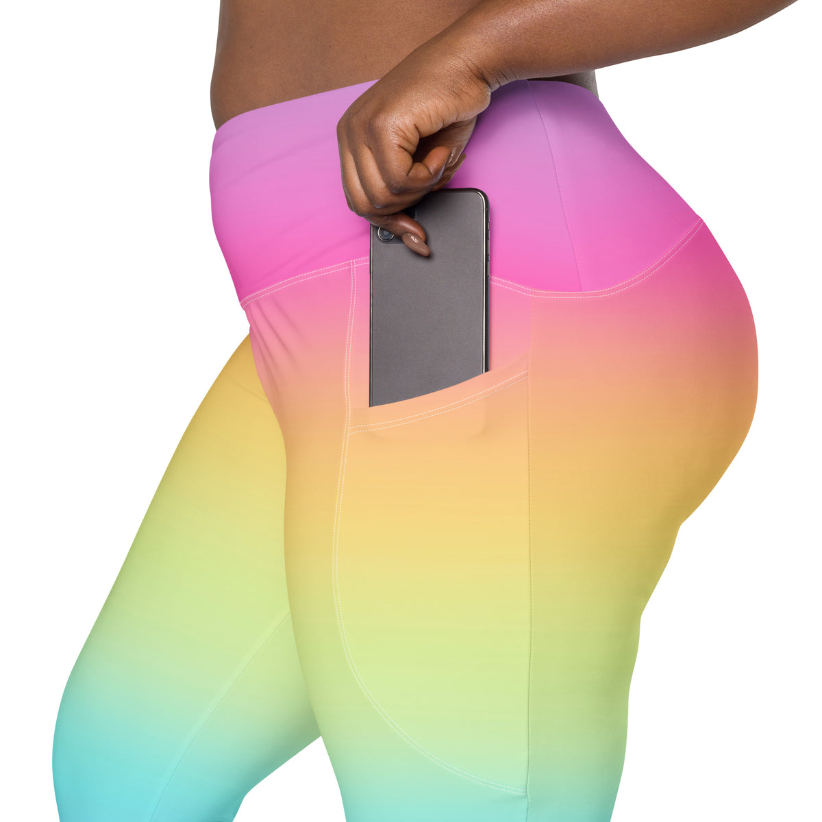 Women’s Bright Rainbow Yoga Leggings With Pockets – High-Waisted, Soft Compression Active Pants