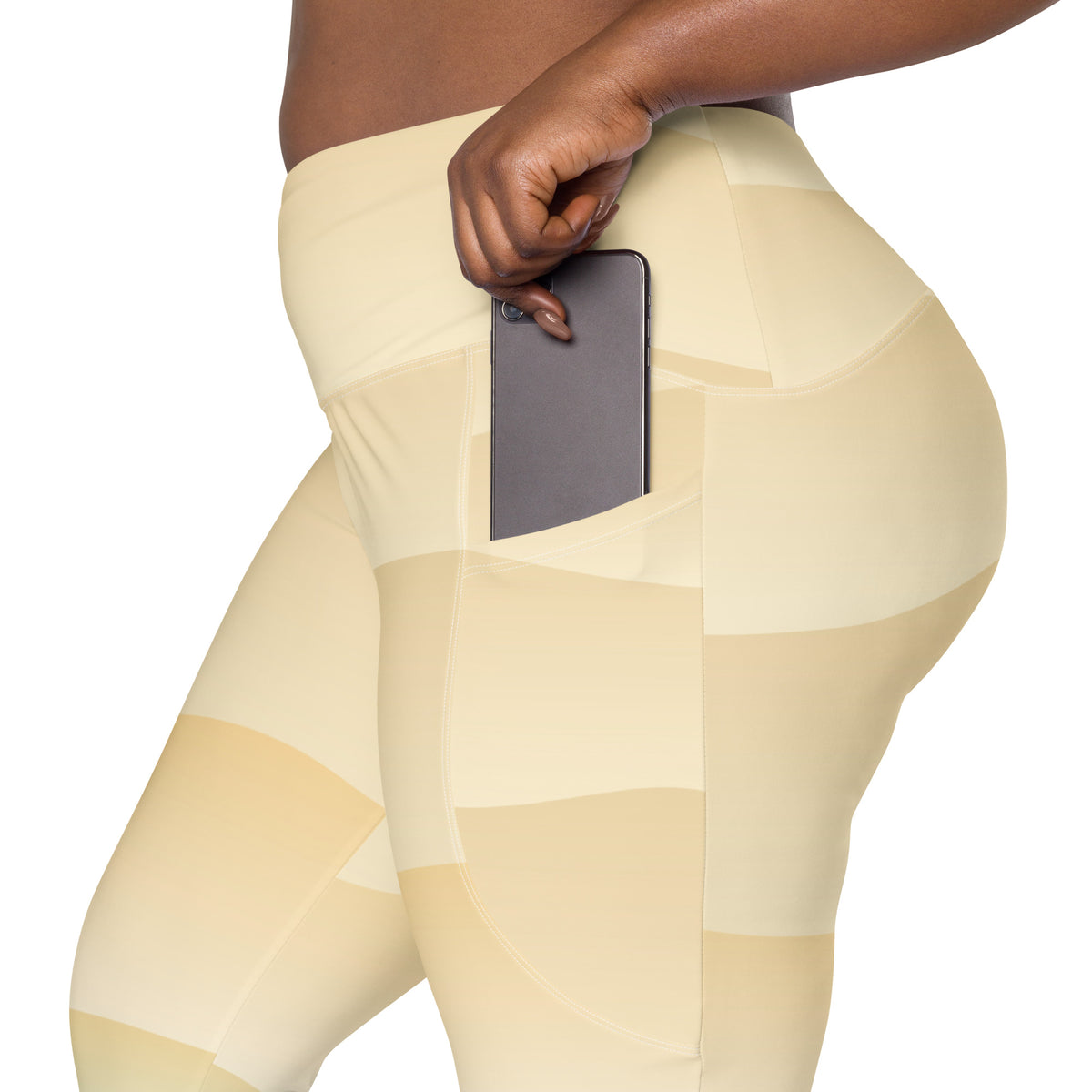 Women’s Pastel Beach Sunset Yoga Leggings With Pockets – High-Waisted, Soft Compression Active Pants