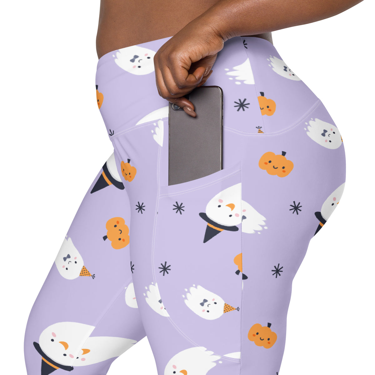 Women’s Ghost Witch Halloween Yoga Leggings With Pockets – High-Waisted, Soft Compression Active Pants