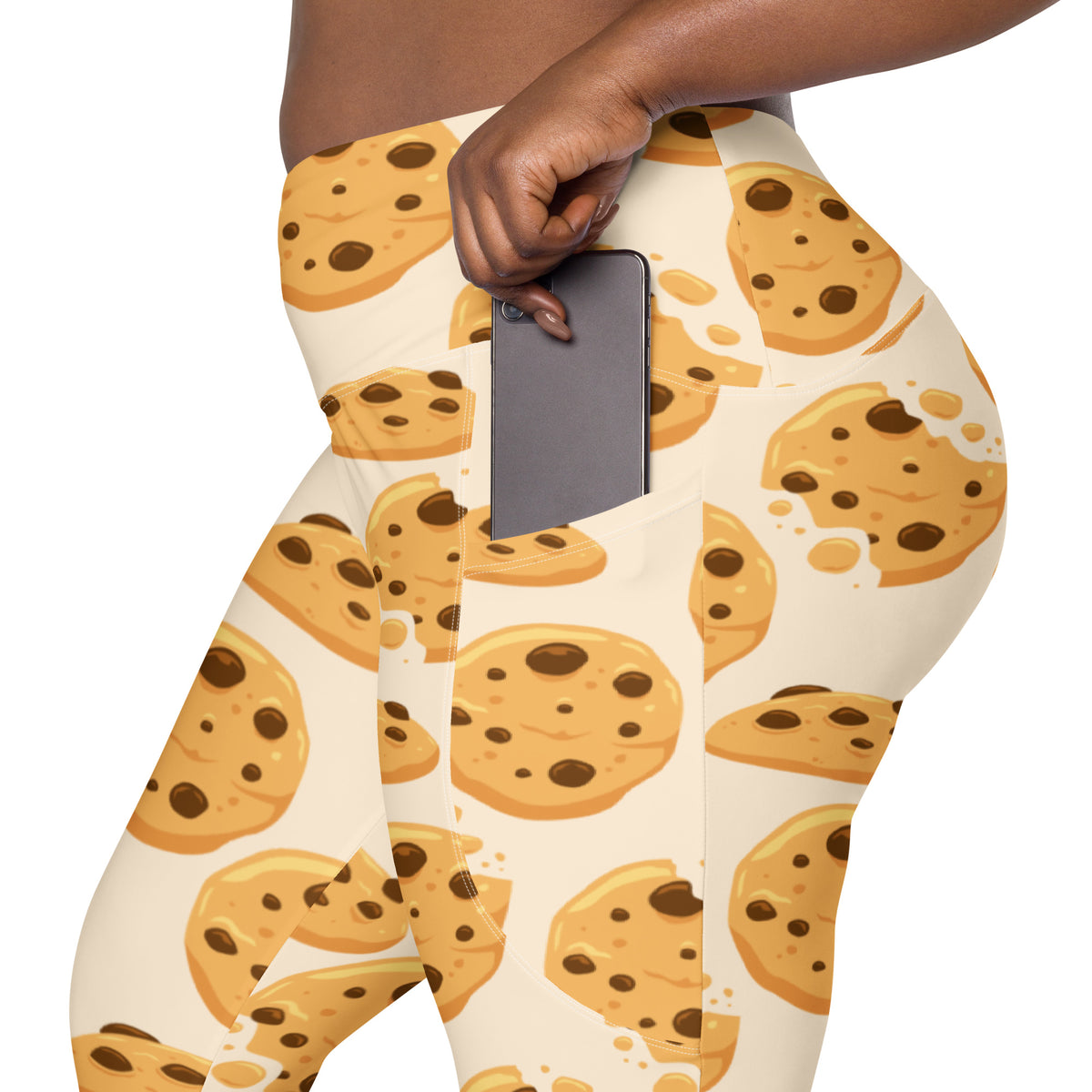 Women’s Chocolate Chip Cookie Leggings With Pockets – High-Waisted, Soft Compression Active Pants