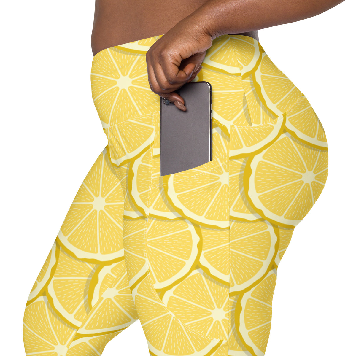 Women’s Lemon Slice Leggings With Pockets – High-Waisted, Soft Compression Active Pants
