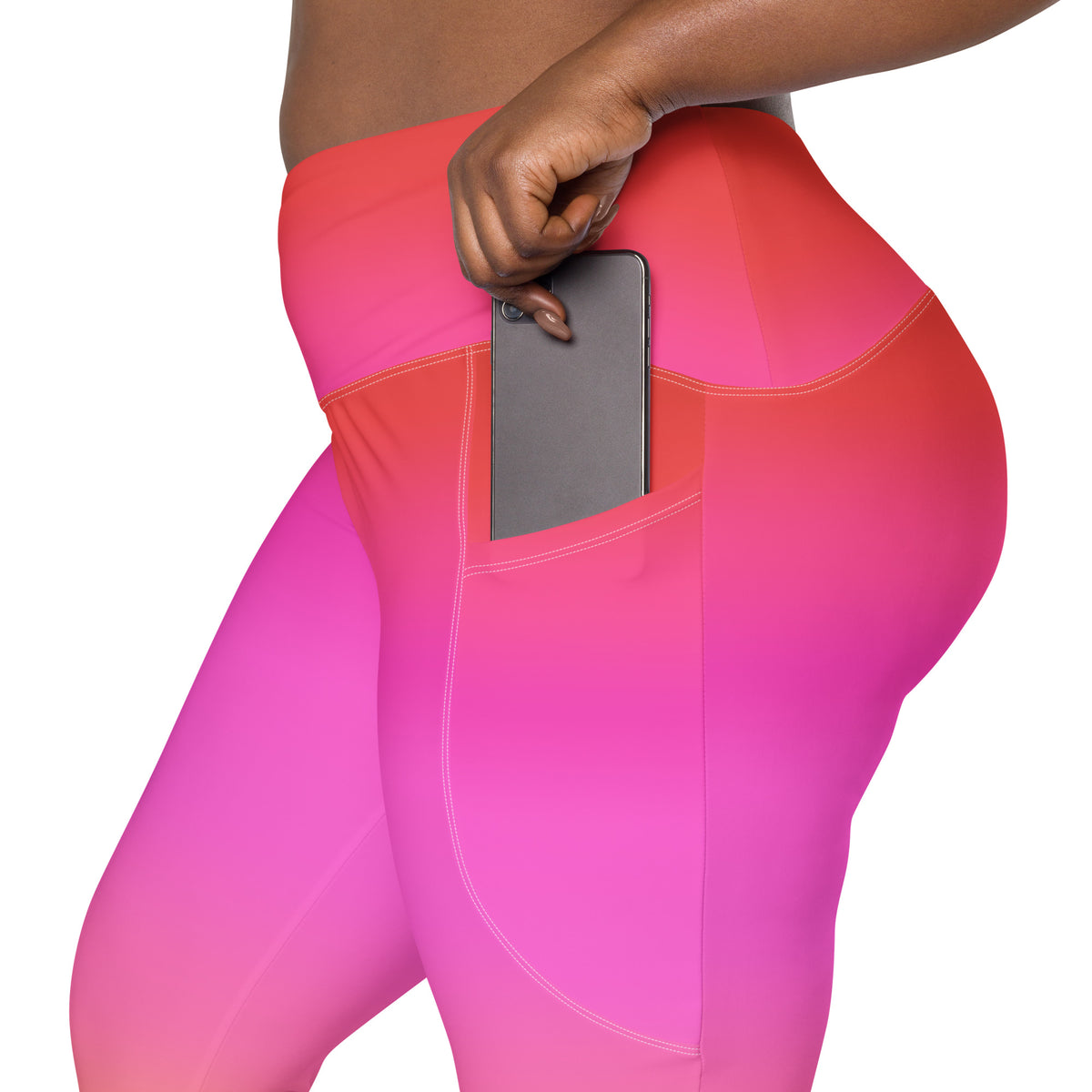 Women’s Sunset Ombre Leggings With Pockets – High-Waisted, Soft Compression Active Pants