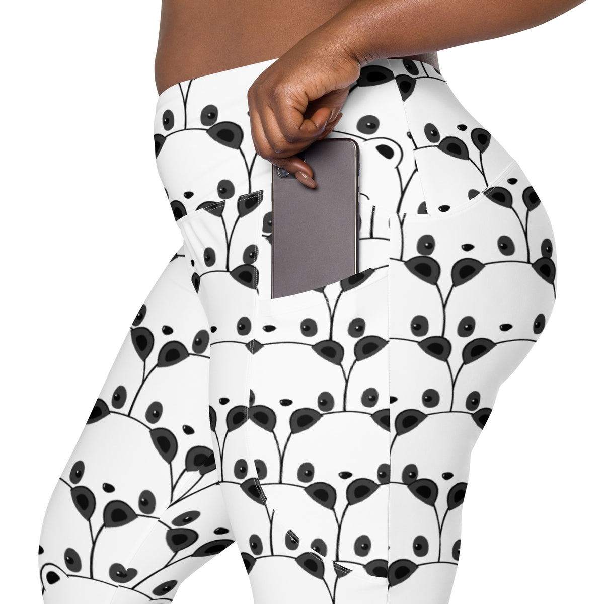 Women’s Panda Print Yoga Leggings With Pockets – High-Waisted, Soft Compression Active Pants