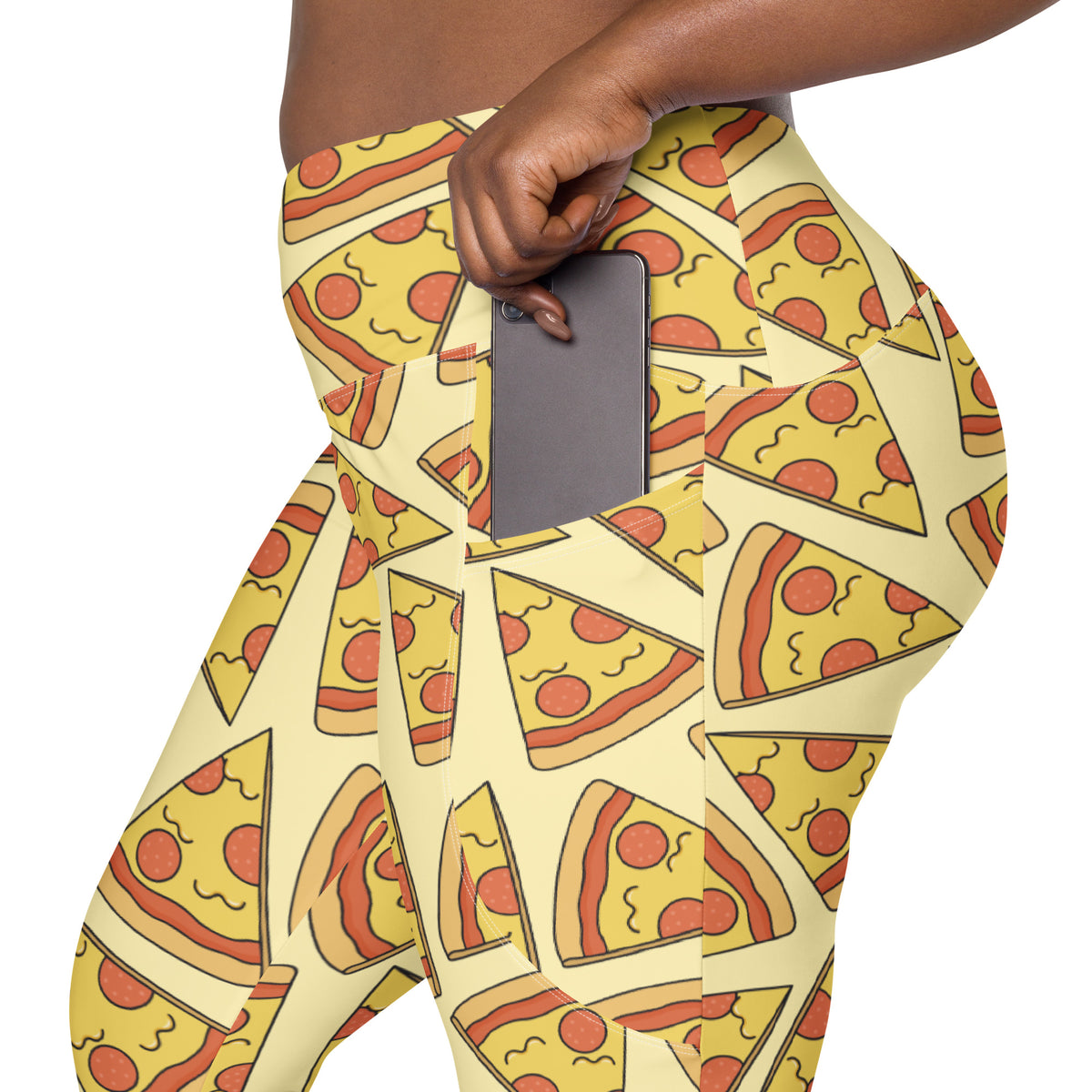 Women’s Pizza Slice Yoga Leggings With Pockets – High-Waisted, Soft Compression Active Pants