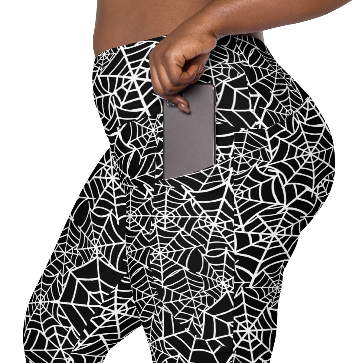 Women’s Spider Web Yoga Leggings With Pockets – High-Waisted, Soft Compression Active Pants