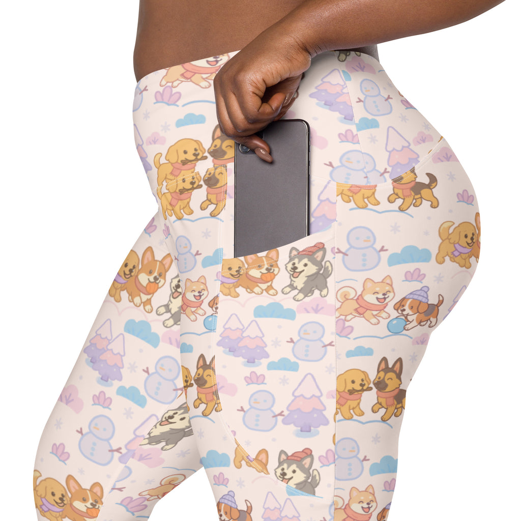 Women’s Winter Dogs Yoga Leggings With Pockets – High-Waisted, Soft Compression Active Pants