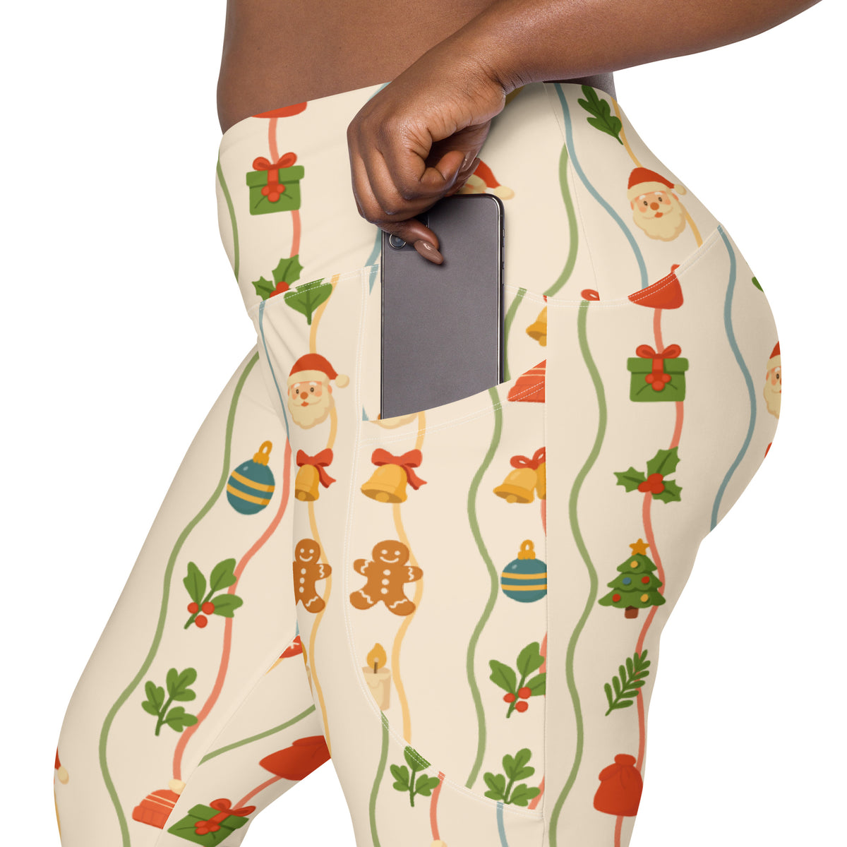 Women’s Christmas Icons Yoga Leggings With Pockets – High-Waisted, Soft Compression Active Pants
