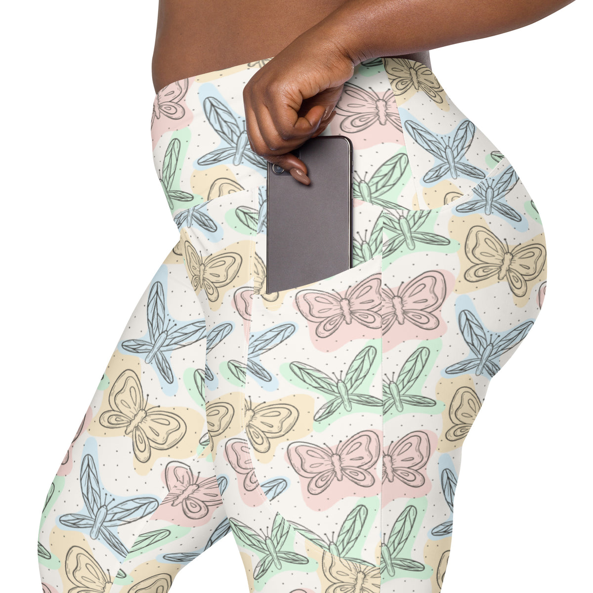 Women’s Butterflies and Dragonflies Yoga Leggings With Pockets – High-Waisted, Soft Compression Active Pants