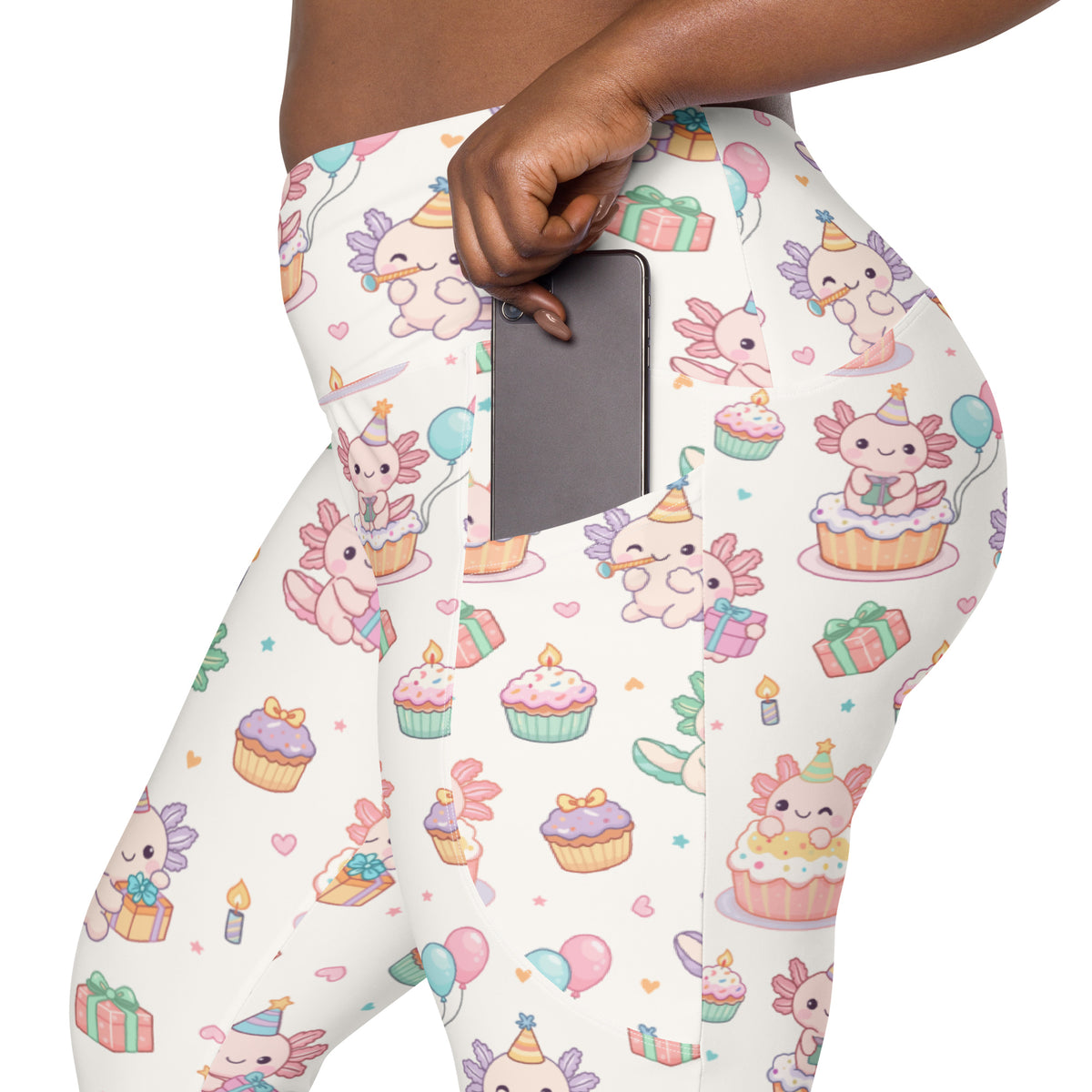 Women’s Axolotl Birthday Yoga Leggings With Pockets – High-Waisted, Soft Compression Active Pants