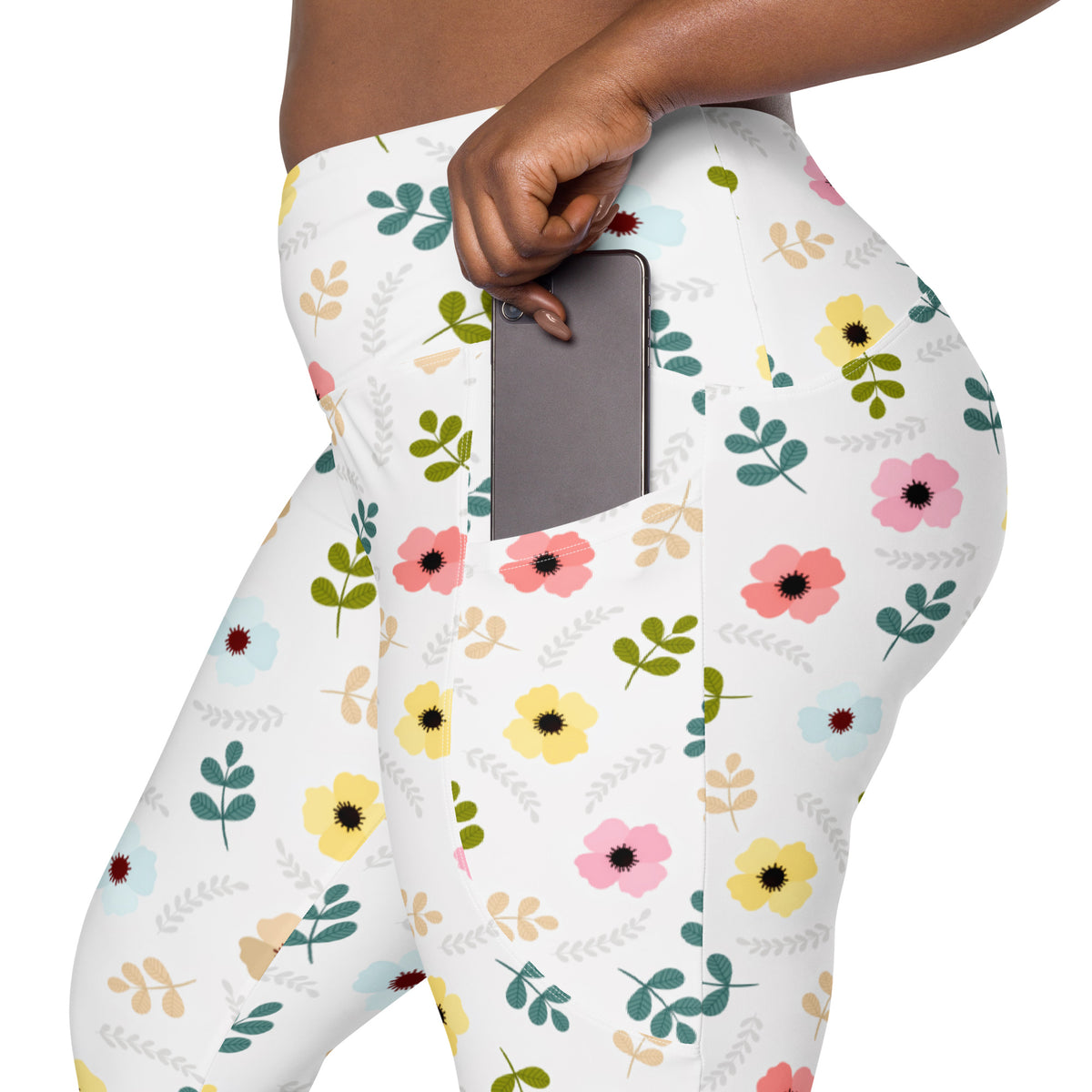 Women’s Wildflower Yoga Leggings With Pockets – High-Waisted, Soft Compression Active Pants